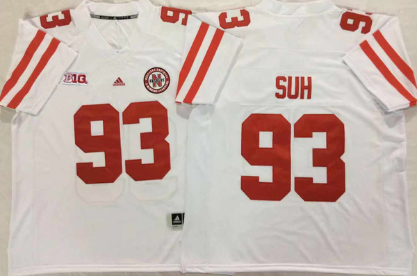 Men's Nebraska Huskers Ndamukong Suhl #93 White Player Game Jersey