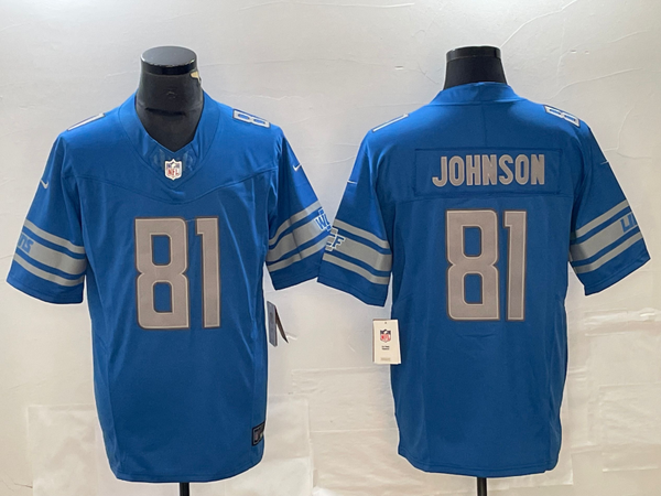 Men's Detroit Lions Calvin Johnson #81 Blue Player Game Jersey