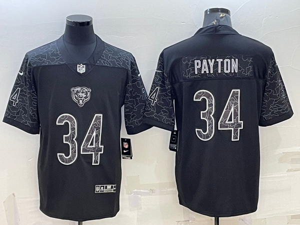 Men's Chicago Bears Walter Payton #34 Black RFLCTV Limited Jersey