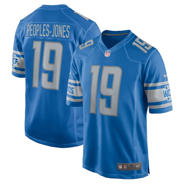 Men's Detroit Lions Donovan Peoples-Jones #19 Blue Game Jersey