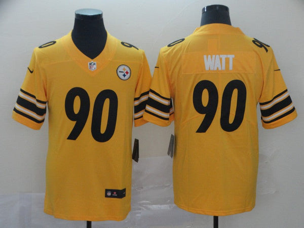 Men's Pittsburgh Steelers T.J. Watt #90 Gold Inverted Team Game Jersey