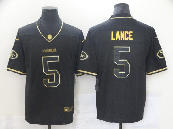 Men's San Francisco 49ers Trey Lance #5 Black Game Player Jersey