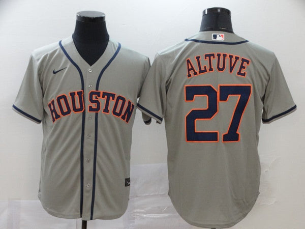 Men's Houston Astros Jose Altuve #27 Gray Replica Baseball Jersey