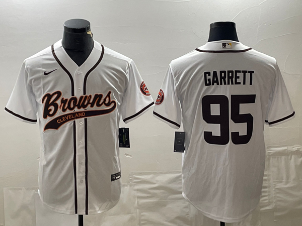 Men's Cleveland Browns Myles Garrett #95 White Game Jersey Joint Edition