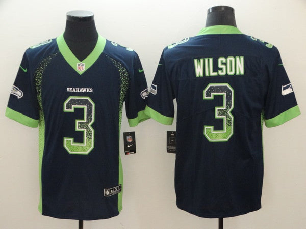 Men's Seattle Seahawks Russell Wilson #3 Navy Game Jersey