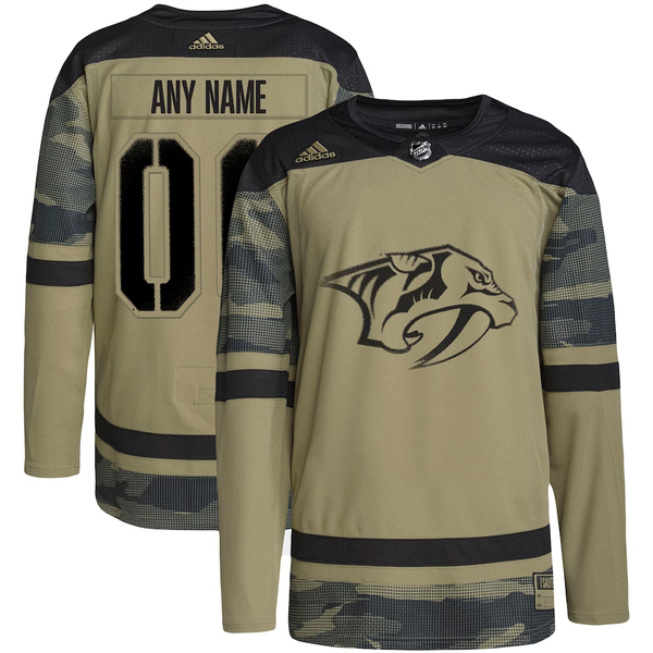 Men's Nashville Predators Camo Military Appreciation Team Authentic Custom Practice Jersey