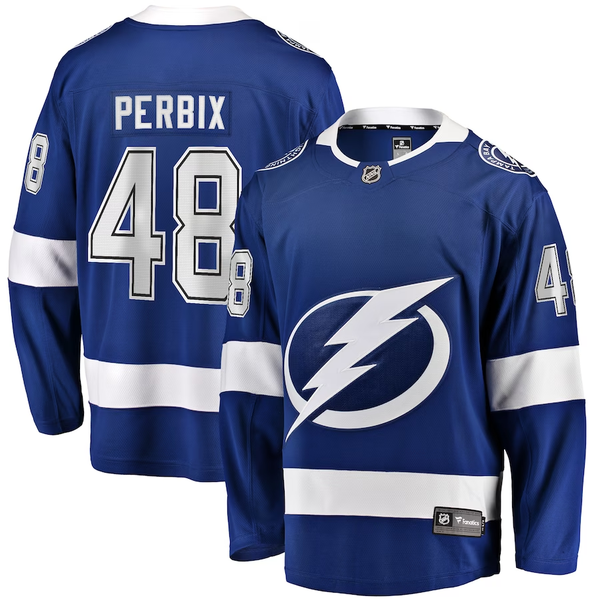 Men's Tampa Bay Lightning Nick Perbix #48 Blue Home Breakaway Player Jersey