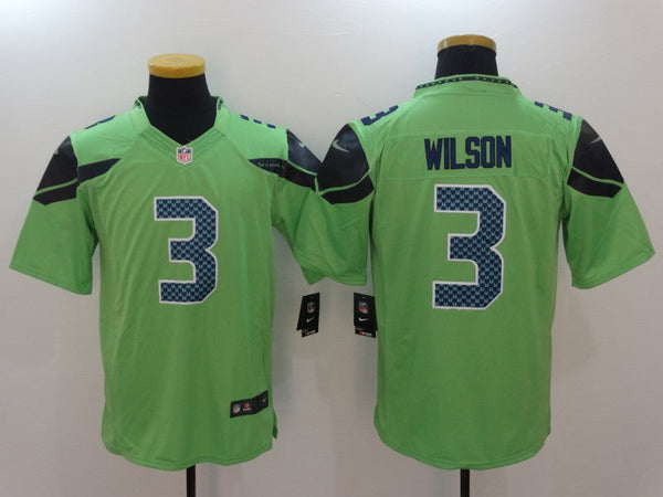 Mens Seattle Seahawks #3 Russell Wilson Green Game Jersey