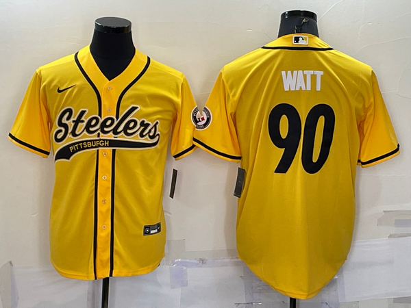 Men's Pittsburgh Steelers T.J. Watt #90 Yellow Game Jersey Joint edition