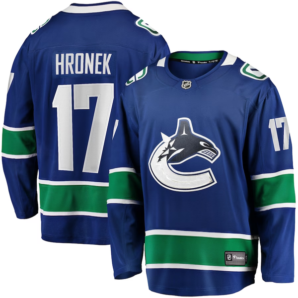 Men's Vancouver Canucks Filip Hronek #17 Blue Home Breakaway Jersey