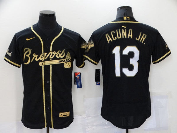 Men's Atlanta Braves Ronald Acu?a Jr. #13 Black Stitched Player Jersey