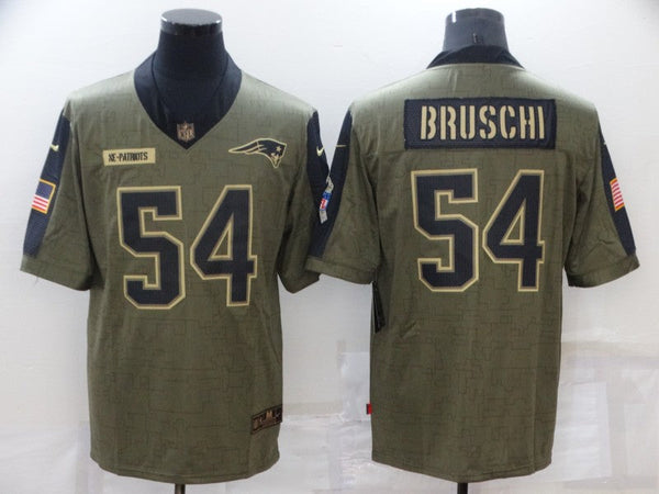 Men's New England Patriots Tedy Bruschi #54 Brown Game Jersey