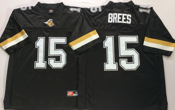 Men's Purdue Boilermakers Drew Brees #15 Black Player Jersey