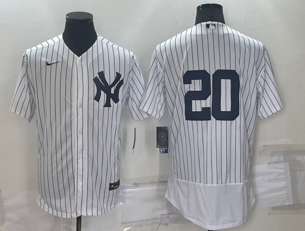 Men's New York Yankees Jorge Posada #20 White Replica Player Name Jersey