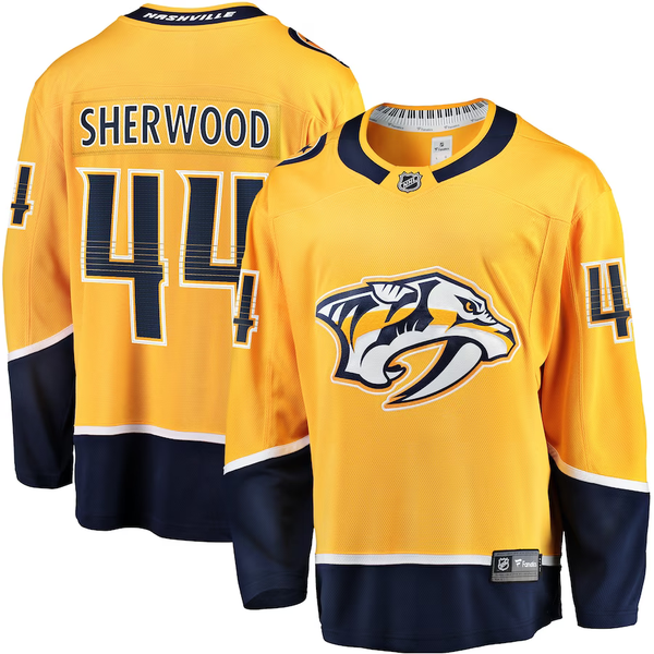 Men's Nashville Predators Kiefer Sherwood #44 Gold Home Breakaway Player Jersey