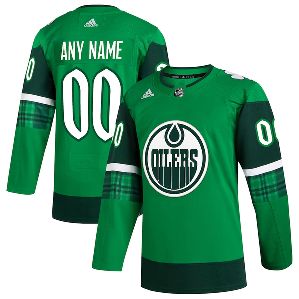 Men's Edmonton Oilers Kelly Green St. Patrick's Day Authentic Custom Jersey