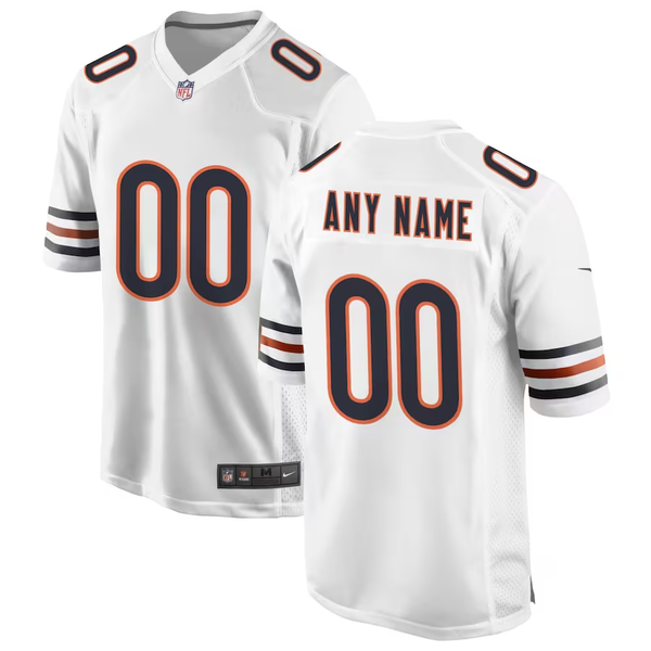 Custom Chicago Bears White Game Jersey