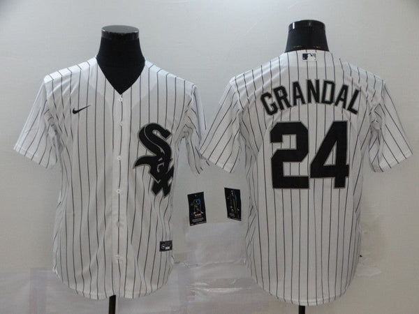 Men's Chicago White Sox Yasmani Grandal #24 White Replica Baseball Jersey