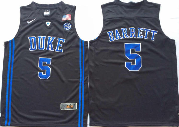 Men's Duke Blue Devils RJ Barrett #5 Black Player Jersey