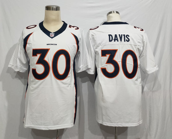 Men's Denver Broncos Terrell Davis #30 White Game Retired Player Jersey