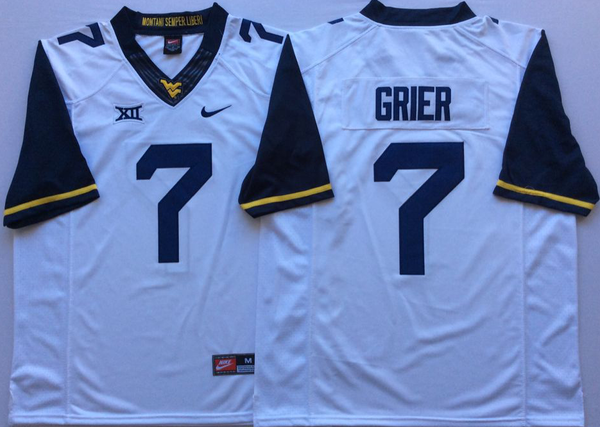 Men's West Virginia Mountaineers Will Grier #7 White Player Game Jersey