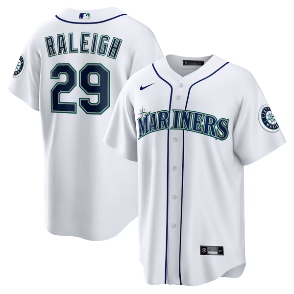 Men's Seattle Mariners Cal Raleigh #29 White Home Replica Jersey