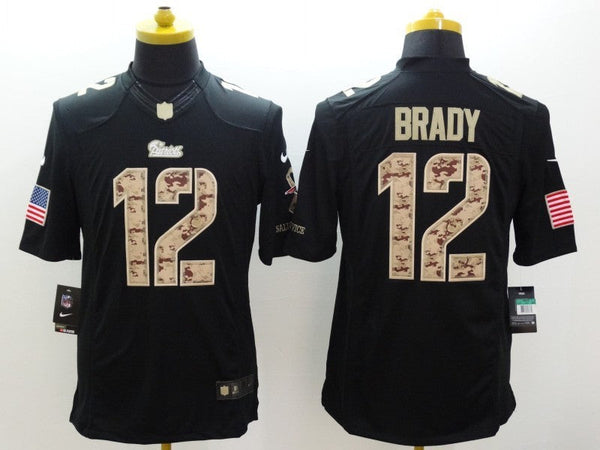 Men's New England Patriots Tom Brady #12 Black Alternate Game Jersey