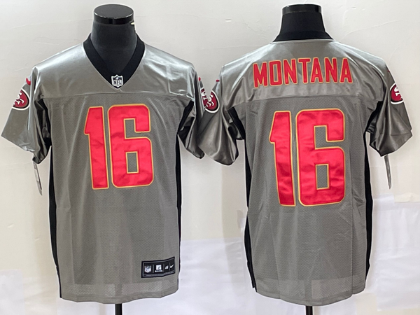 Men's San Francisco 49ers Joe Montana #16 Grey Game Jersey