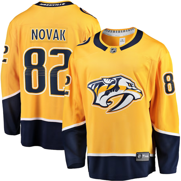 Men's Nashville Predators Tommy Novak #82 Gold Home Breakaway Jersey