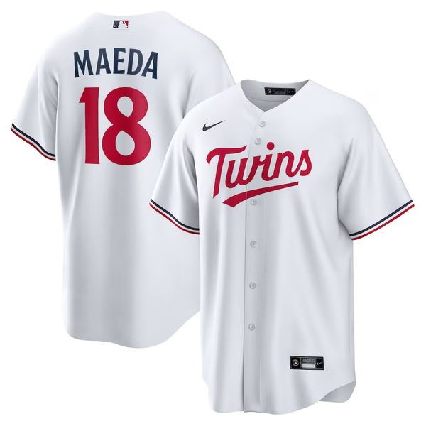 Men's Minnesota Twins Kenta Maeda #18 White Home Replica Jersey