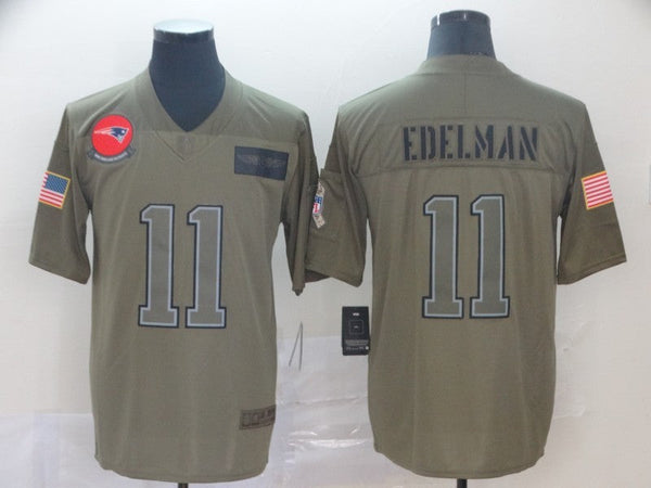 Men's New England Patriots Julian Edelman #11 Brown Game Jersey