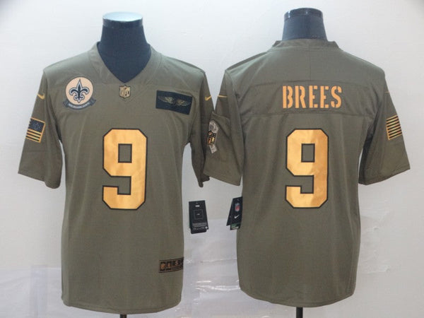 Men's New Orleans Saints Drew Brees #9 Brown Game Player Jersey