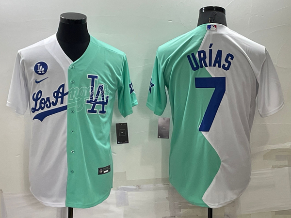 Men's Los Angeles Dodgers Julio Urias #7 White/Green Replica Baseball Jersey