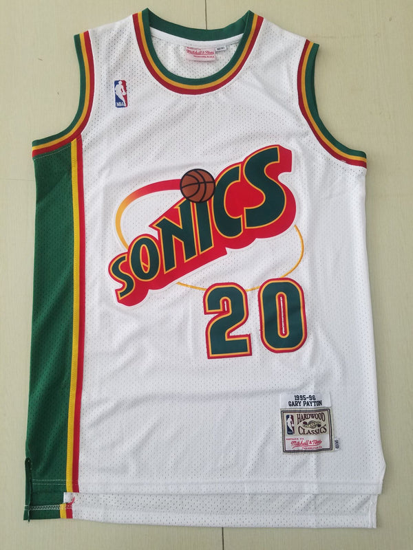 Men's Seattle Supersonics Gary Payton #20 White Throwback Swingman Jersey