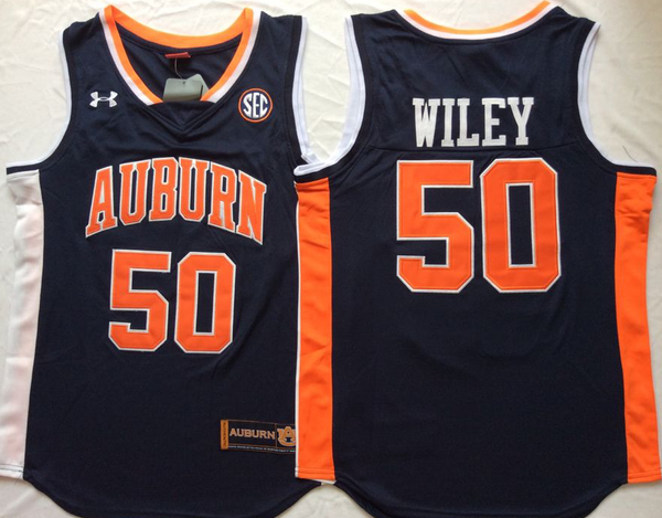 Men's Auburn Tigers Austin Wiley #50 Navy Player Game Jersey