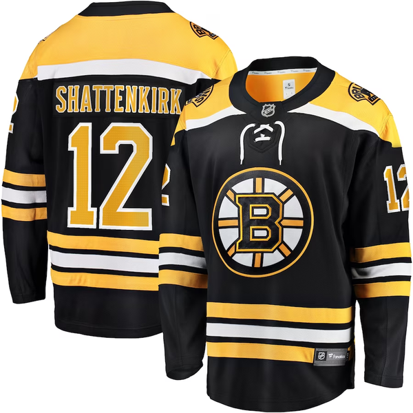 Men's Boston Bruins Kevin Shattenkirk #12 Black Replica Player Jersey