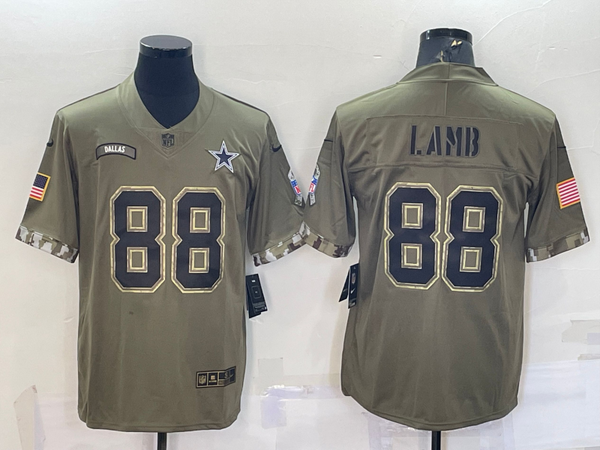 Men's Dallas Cowboys CeeDee Lamb #88 Olive 2022 Salute To Service Limited Jersey