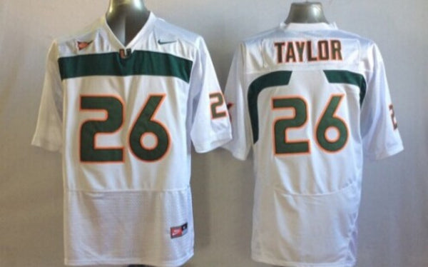 Men's Miami Hurricanes Sean Taylor #26 White Team Football Jersey