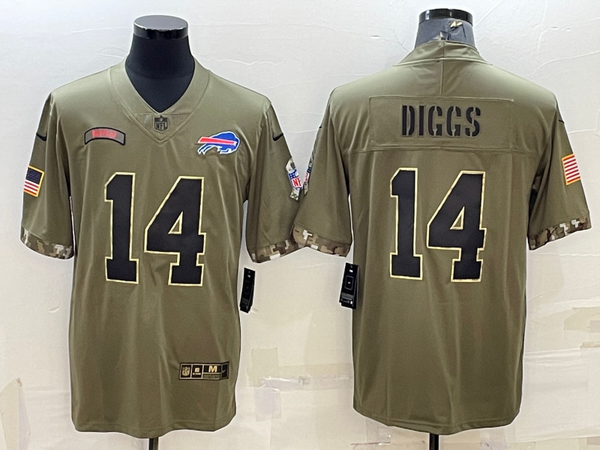 Men's Buffalo Bills Stefon Diggs #14 Olive 2022 Salute To Service Limited Jersey