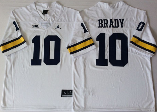 Men's Michigan Wolverines Tom Brady #10 White Alumni Player Game Jersey