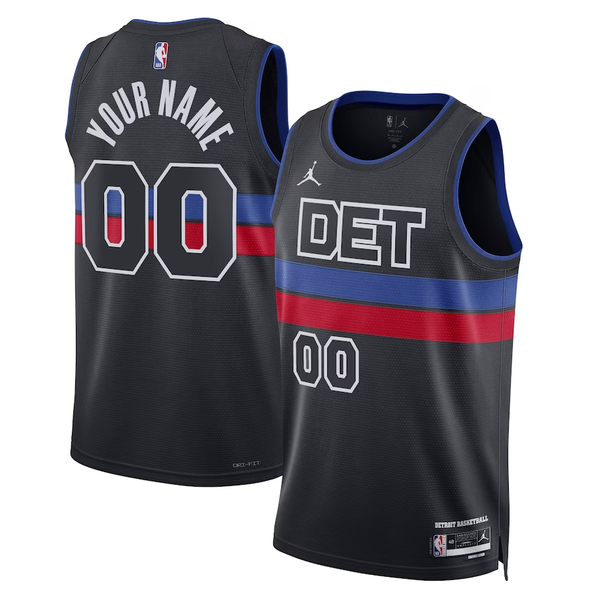 Men's Detroit Pistons Black 2022/23 Swingman Custom Jersey - Statement Edition