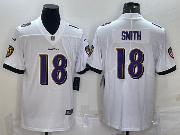 Men's Baltimore Ravens Roquan Smith #18 White Game Jersey