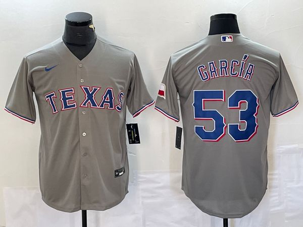 Men's Texas Rangers Adolis Garcia #53 Gray Replica Player Jersey