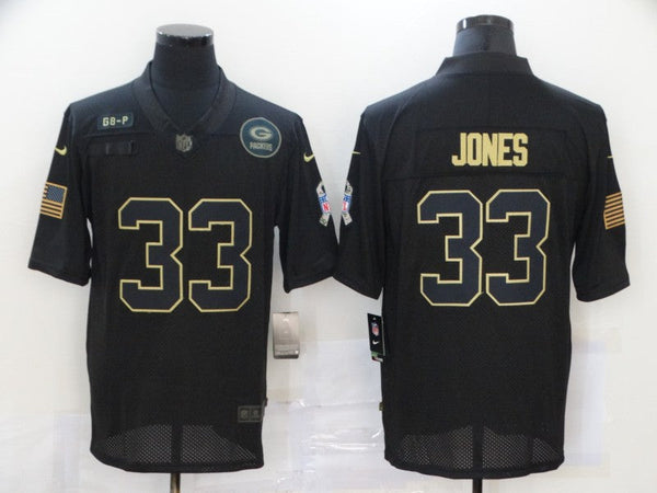 Men's Green Bay Packers Aaron Jones #33 Black Game Player Jersey