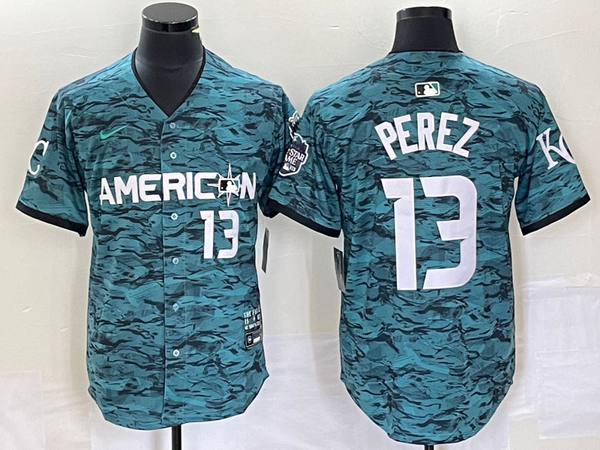 Men's American League Salvador Perez #13 Teal 2023 MLB All-Star Game Limited Jersey