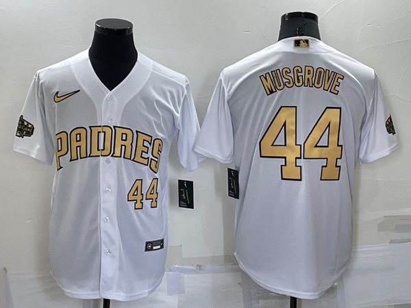 Men's San Diego Padres Joe Musgrove #44 White Replica Baseball Jersey