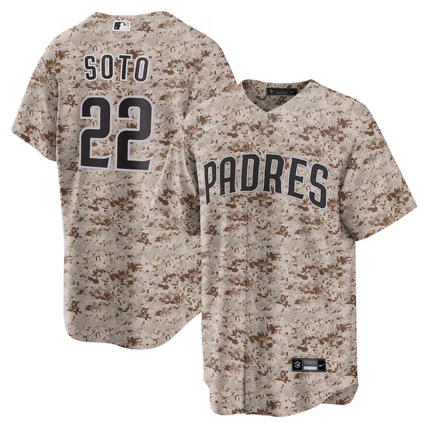 Men's San Diego Padres Juan Soto #22 Camo USMC Alternate Replica Player Jersey