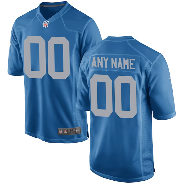 Custom Detroit Lions Blue Throwback Game Jersey