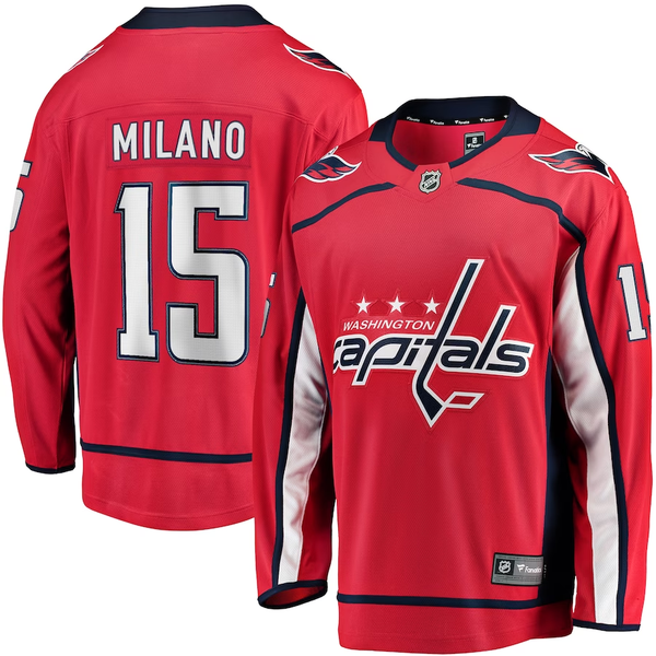 Men's Washington Capitals Sonny Milano #15 Red Home Breakaway Player Jersey