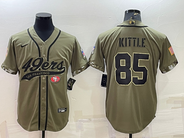 Men's San Francisco 49ers George Kittle #85 Olive 2022 Salute To Service Retired Player Limited Jersey Joint Edition